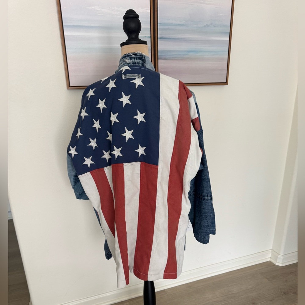 First Edition Vintage Blue Denim Jacket with Frayed Edges Size Medium - Picture 13 of 15